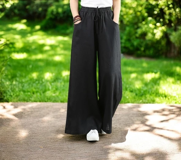 Yazlık Beli Lastikli Şık Keten Pantolon ürün görseli 1