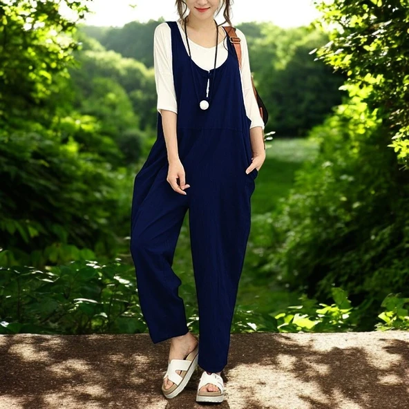 Yazlık Salopet Şık Keten Tulum ürün görseli