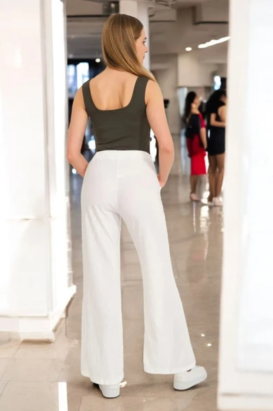 Yazlık Rahat Kesim Şık Kadın Pantolon - 4