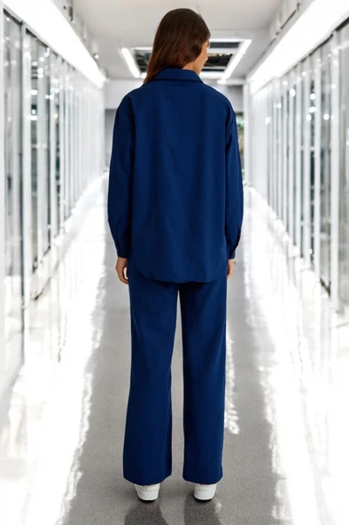 Günlük Rahat Gömlek Pantolon İkili Keten Takım - 2