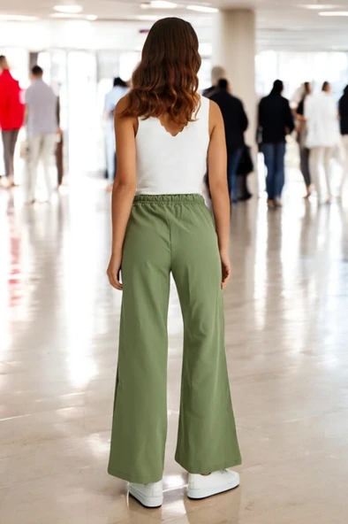 Yazlık Beli Lastikli Rahat Keten Pantolon - 3