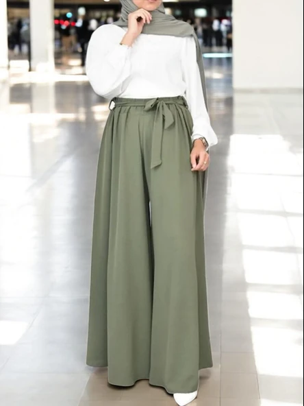 Yazlık Keten Kemerli Şalvar Pantolon