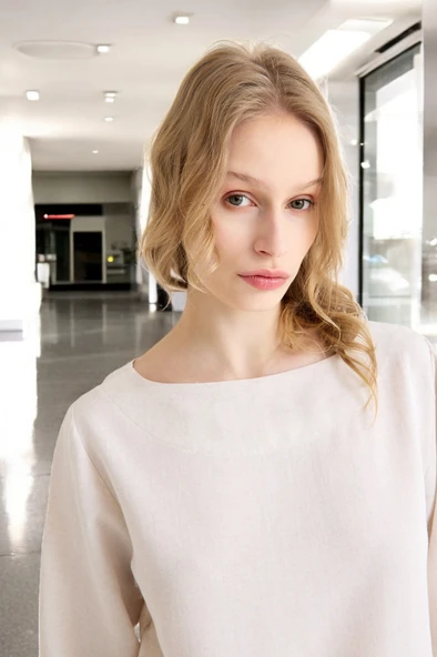 Yazlık Uzun Kol Bluz Pantolon İkili Keten Takım - 12