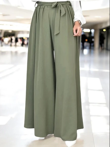 Yazlık Keten Kemerli Şalvar Pantolon - 3