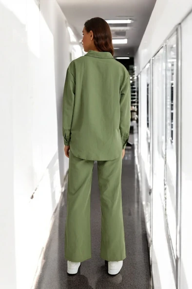 Gömlek Pantolon Rahat İkili Keten Takım - 2