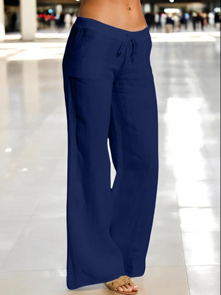 Günlük Rahat Kesim Kadın Keten Pantolon