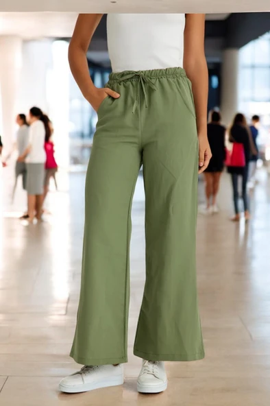 Yazlık Beli Lastikli Rahat Keten Pantolon - 5