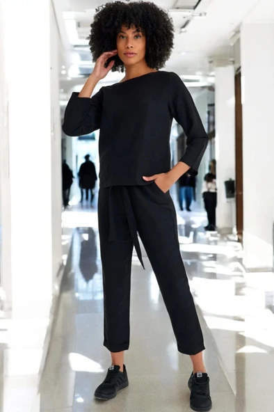 Yazlık Beli Kemerli Alt Üst Keten Takım ürün görseli 1