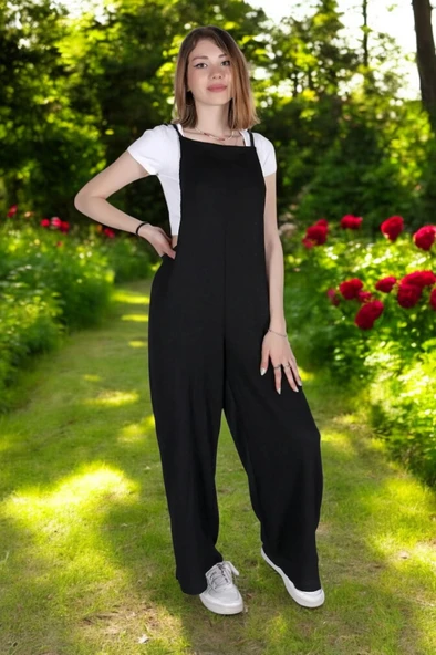 Yazlık Askılı Rahat Keten Tulum - Resim 5