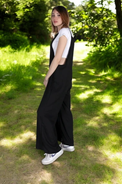 Yazlık Askılı Rahat Keten Tulum - Resim 7