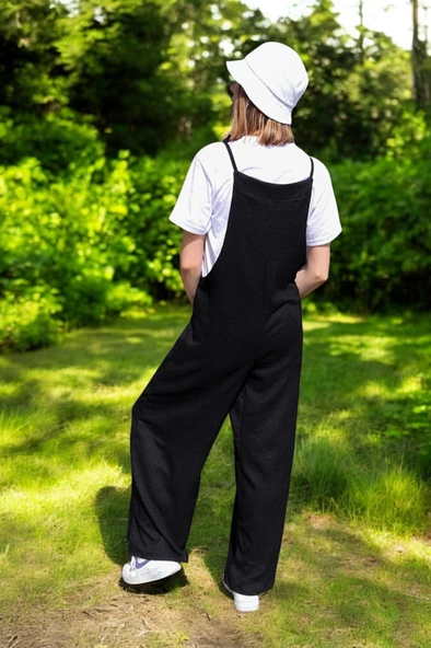 Yazlık Askılı Rahat Keten Tulum - Resim 2