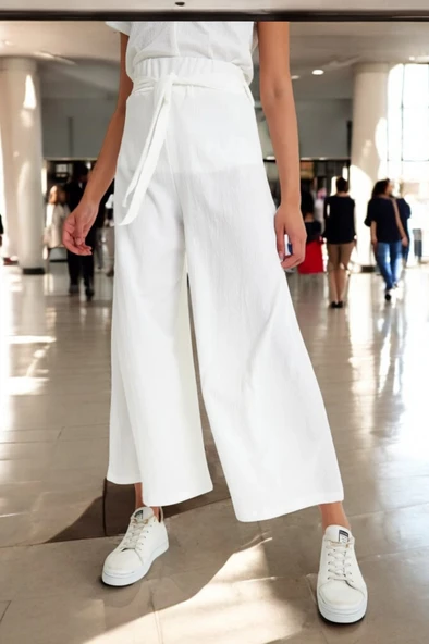 Yazlık Kemerli Şavar Pantolon - Resim 5