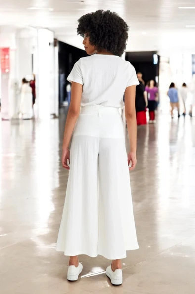 Yazlık Kemerli Şavar Pantolon - 2