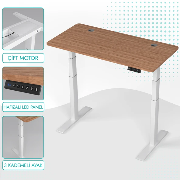O-Flex Duo Çift Motorlu Elektrikli Yükseklik Ayarlı Masa - 140x70 - Bambu