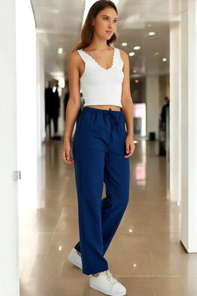 Yazlık Beli Bağcık Detaylı Keten Pantolon - 3