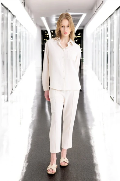 Yazlık Rahat Kadın Keten Takım - 4