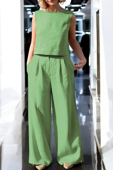 Kolsuz Yazlık Alt Üst Keten Takım ürün görseli 1