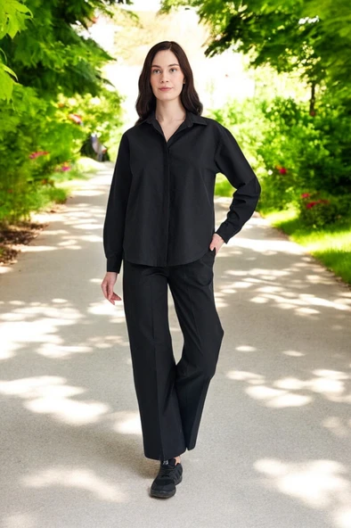 Yazlık Gömlek Pantolon İkili Keten Takım - 7