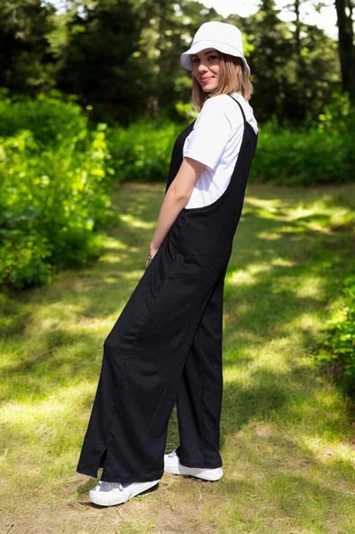 Yazlık Askılı Rahat Keten Tulum - Resim 4