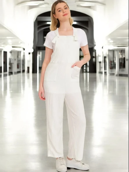 Yazlık Büyük Cep Detaylı Salopet Tulum ürün görseli