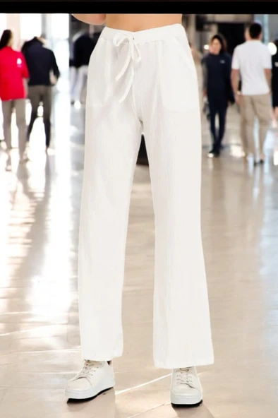 Yazlık Rahat Kesim Şık Kadın Pantolon - 8