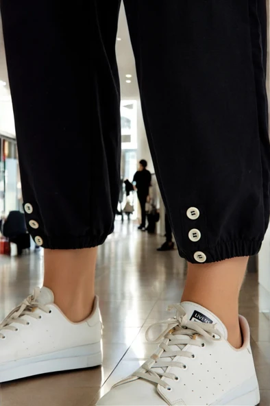 Yazlık Düğme Detaylı Kadın Keten Pantolon - 7