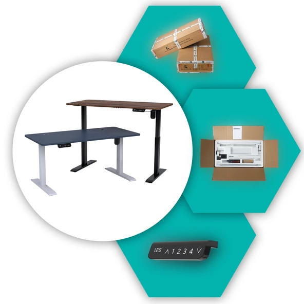 O-Flex Tek Motorlu Elektrikli Yükseklik Ayarlı Masa - 180x80 - Siyah - 4