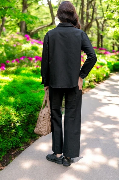 Yazlık Gömlek Pantolon İkili Keten Takım - 4