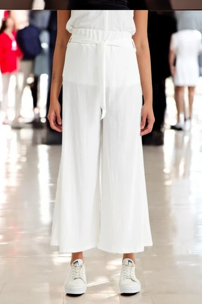 Yazlık Kemerli Şavar Pantolon - Resim 4