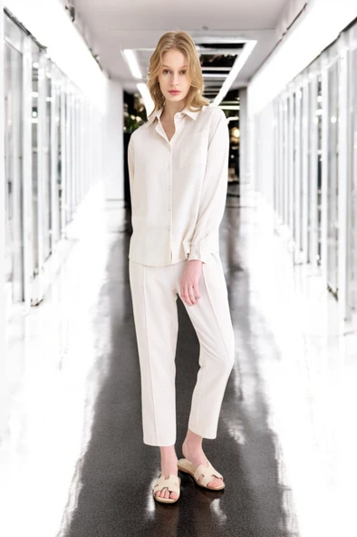 Yazlık Rahat Kadın Keten Takım - 3