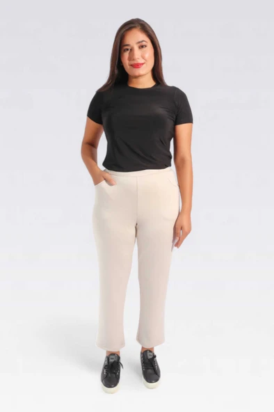 Tolga Saraçoğlu Minimalist Midi Kadın Pantolon - Rahat ve Şık - Resim 3