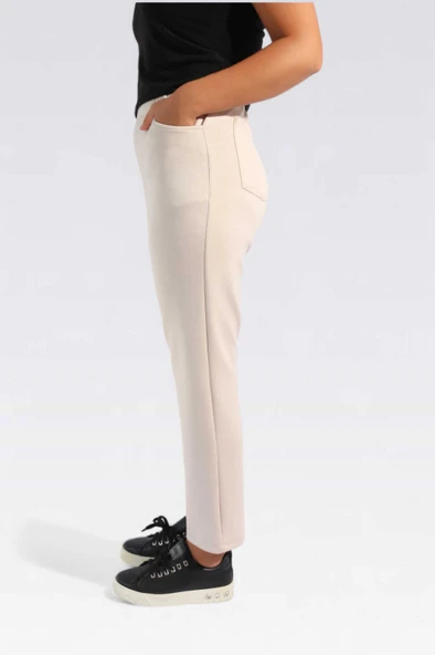 Tolga Saraçoğlu Minimalist Midi Kadın Pantolon - Rahat ve Şık - Resim 4