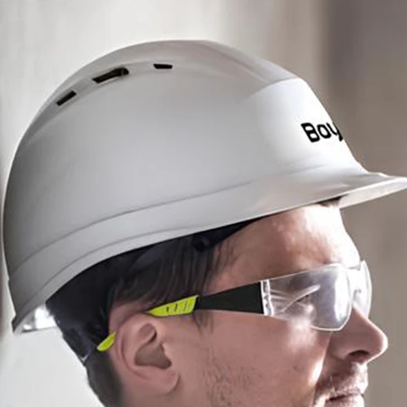 Baş Koruyucu Baret Beyaz EN397:2012+A1:2012 Standartlarına Uygun Kayışlı Ter Bezli - Resim 7