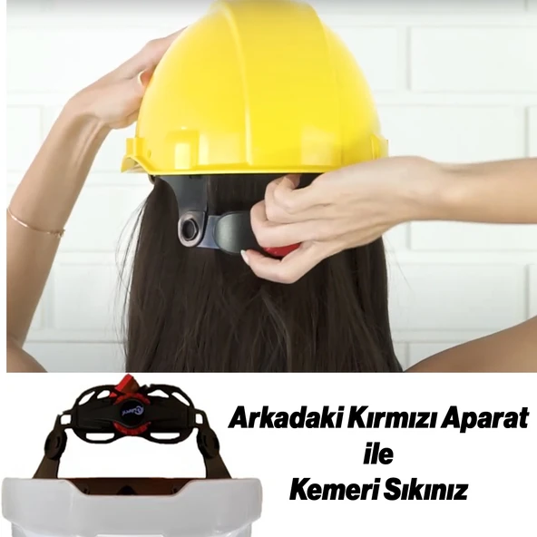 Baş Koruyucu Baret Beyaz EN397:2012+A1:2012 Standartlarına Uygun Kayışlı Ter Bezli - Resim 3