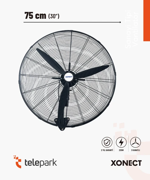 Xonect Profesyonel Sanayi Tipi Vantilatör 75 CM (30 İnç) Yüksek Performanslı Soğutma XDF30 ürün görseli