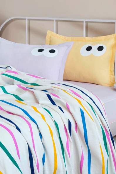 Upstyle Pike Seti Baskılı Çift Kişilik Funny Sarı-Lila - Resim 3