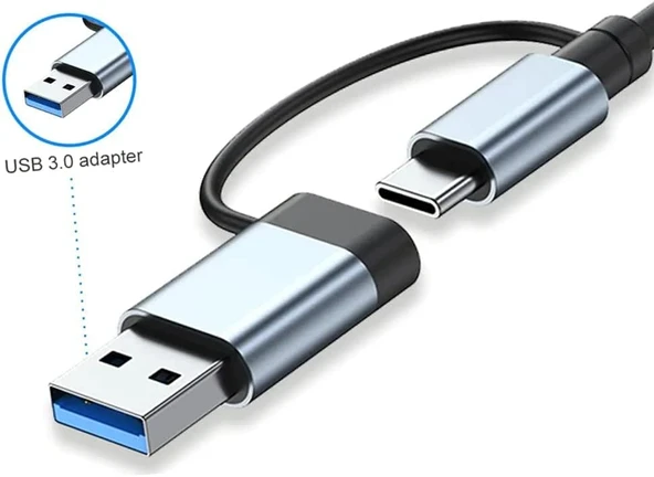 Alfalink Alüminyum 7in1 Usb Hub USB/Type-c To USB 3.0 Tak Çalıştır 100W PD Şarj MacBook Air/Pro Uyumlu - 3