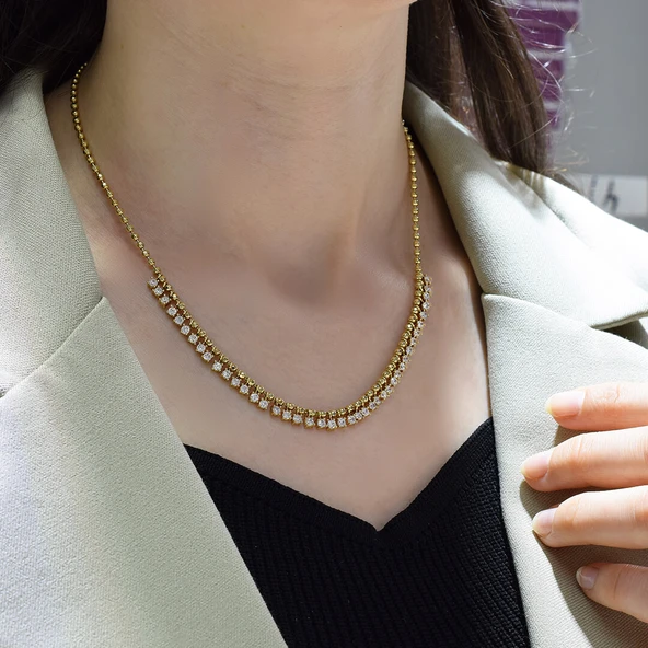 Taşlı Top Top Tasarım Kolye ürün görseli 1