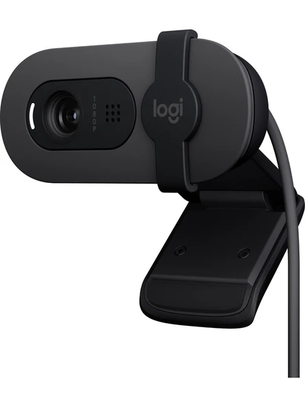 Logitech BRIO 100 Full HD 1080p Gizlilik Kapaklı Mikrofonlu Web Kamerası - Siyah ürün görseli 1