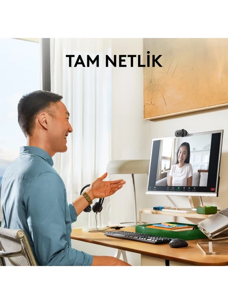 Logitech BRIO 100 Full HD 1080p Gizlilik Kapaklı Mikrofonlu Web Kamerası - Siyah - Resim 2