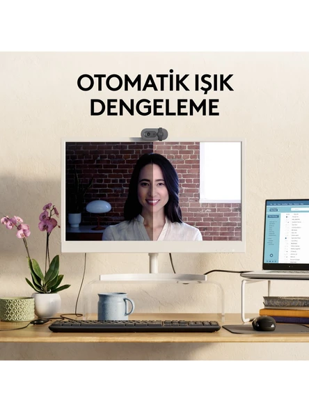 Logitech BRIO 100 Full HD 1080p Gizlilik Kapaklı Mikrofonlu Web Kamerası - Siyah - Resim 6