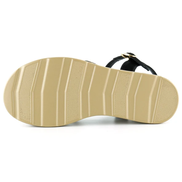 Erkan Saçmacı Siyah Saten Altın Kristal Taşlı Platform Sandalet - 5