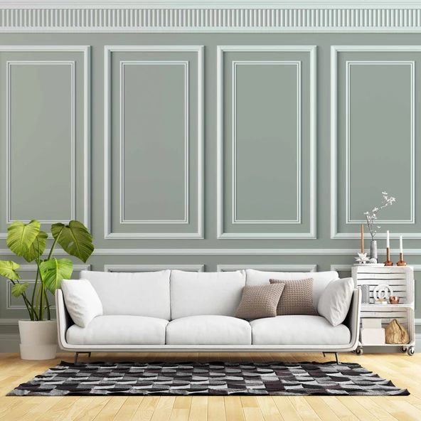 3D Beyaz Çıtalı Ahşap Panel Duvar Kağıdı Baskı