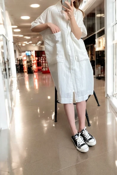 Günlük Cep Detaylı Şık Elbise ürün görseli 1