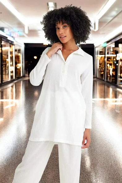 Baharlık Gömlek Yaka Rahat Elbise - 8