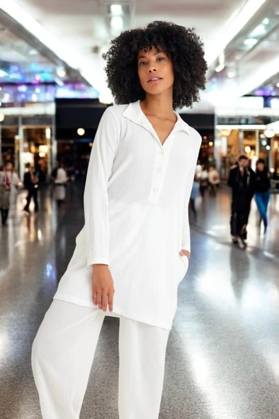 Baharlık Gömlek Yaka Rahat Elbise - 6