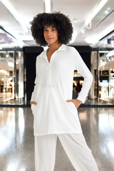 Baharlık Gömlek Yaka Rahat Elbise - 5