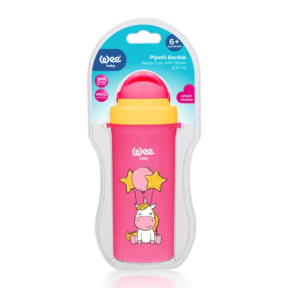 Wee Baby Pipetli Bardak 300 ml - PEMBE - 4