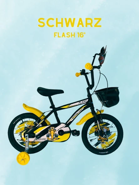 SCHWARZ BİSİKLET FLASH 16 JANT MAT SİYAH/SARI