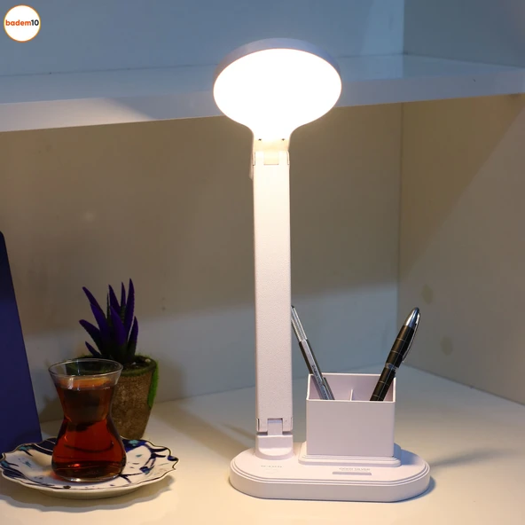 Masa Lambası Şarjlı Gece Lambası Dokunmatik 3 Renk Telefon Tutucu Kademeli Çalışma Okuma Işığı 10w - Resim 7